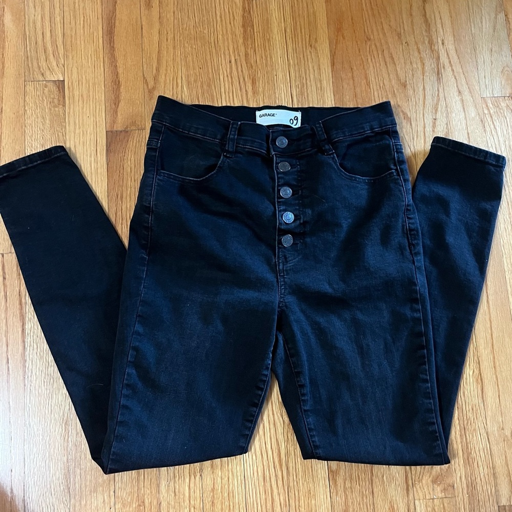 Garage black button closure jeans